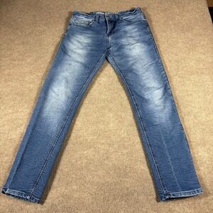 Vintage Genes Black Slim Straight Fit Jeans Mens 30x32 Blue Denim Faded Cotton